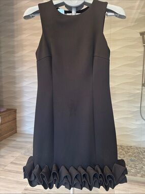 Nicole Miller New York Black Sleeveless Mini Dress with Ruffle Hem Size 2